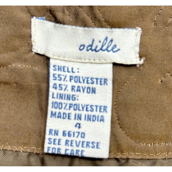 Anthropologie ODILLE Olive Green Preppy Indie Embroidered A-Line Skirt Sz 4 - Picture 5 of 7